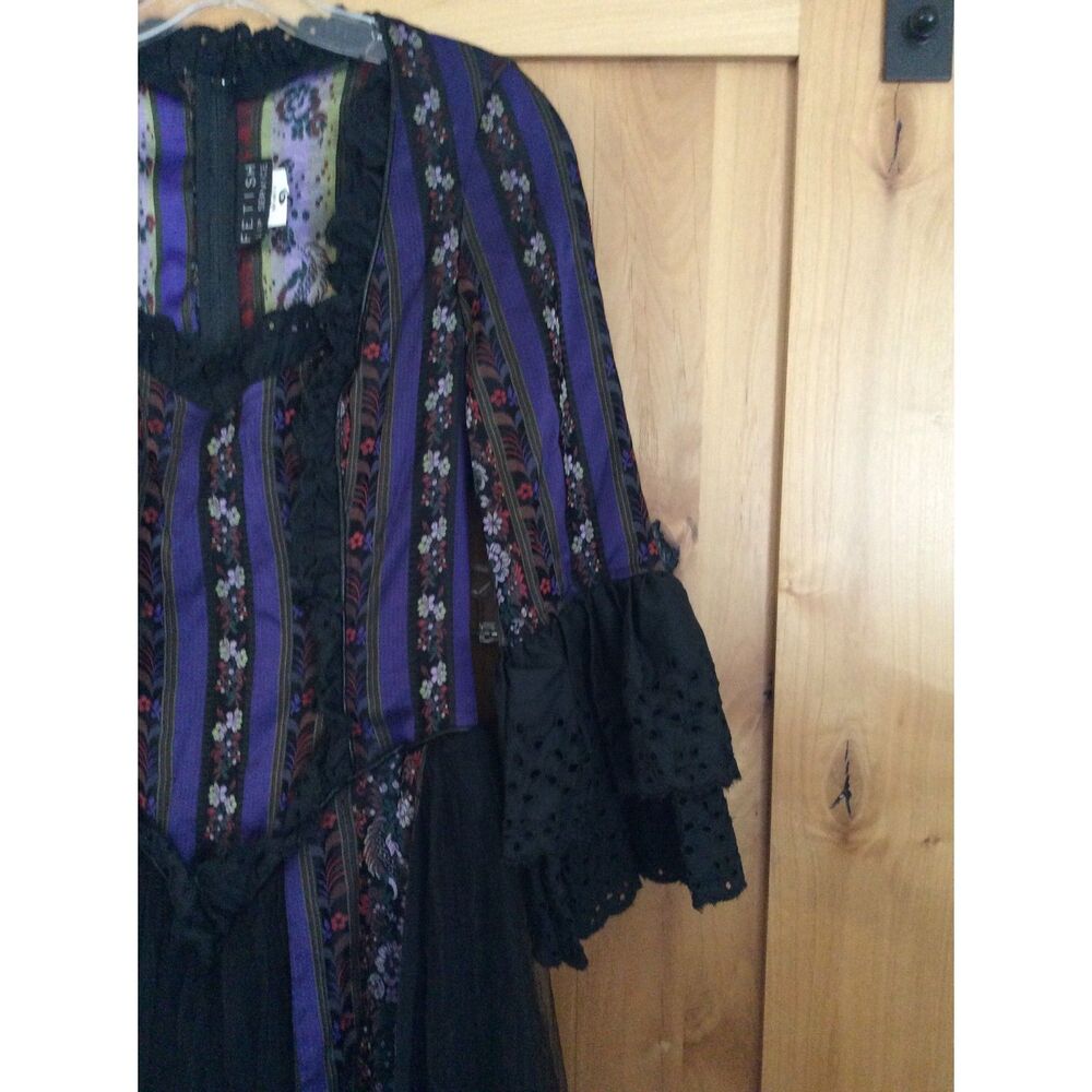 Vintage Lip Service FETISH Dangerous Liaisons Purple Goth Maxi Dress M RARE - Picture 2 of 11